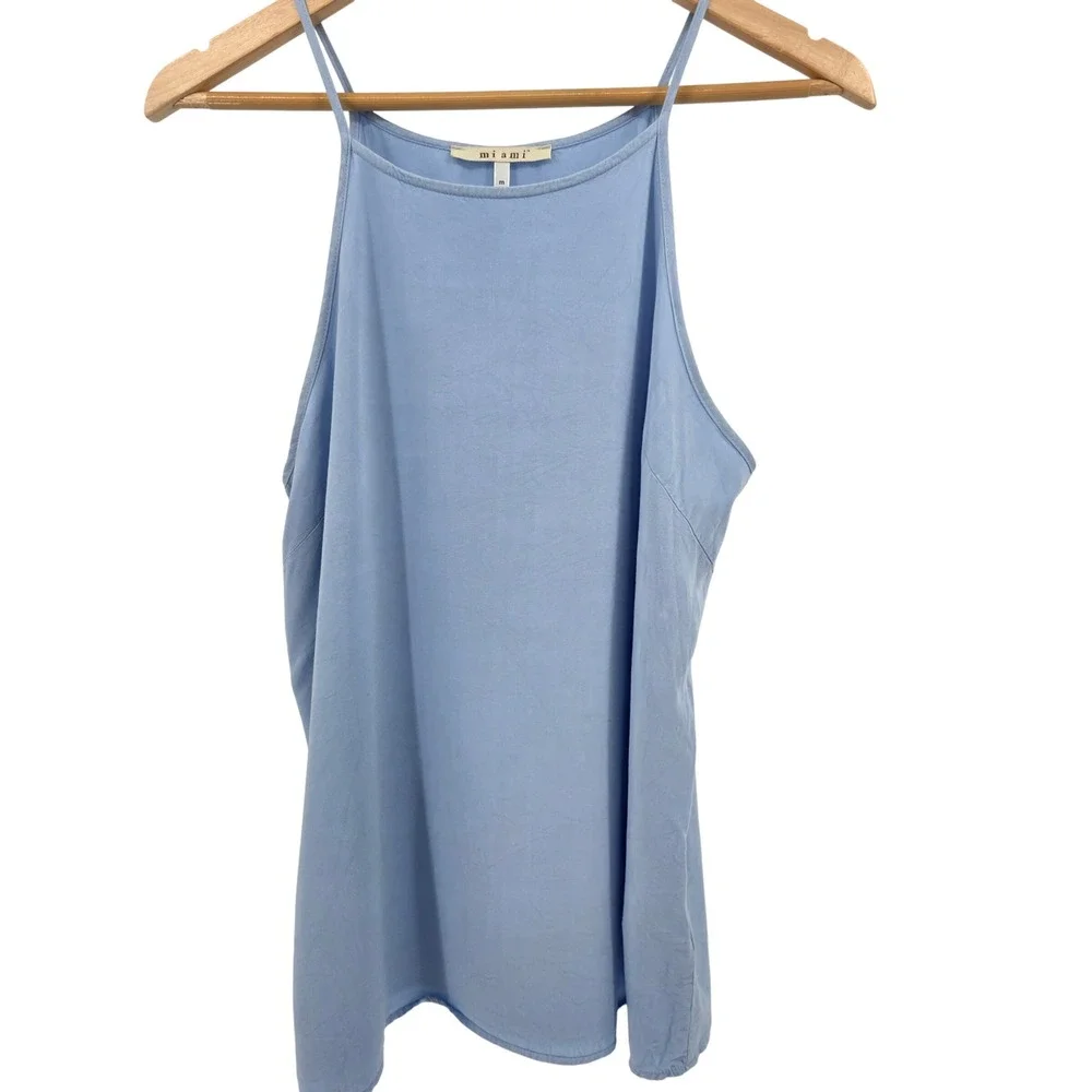 Miami Tank Top Women's Medium Blue Sleeveless Casual Summer Blouse - Picture 1 of 5